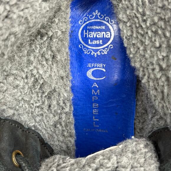 Jeffrey Campbell In Charge Combat Boot 7.5 Black Leather Lace Platform Lug Soles - Picture 15 of 15